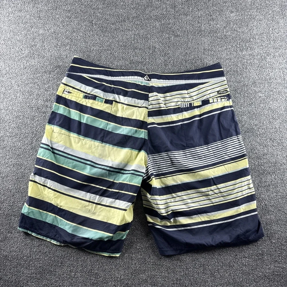 Volcom Board Shorts Men 36‎ Striped Logo Drawstring Swim Trunks Surf Beach Y2K